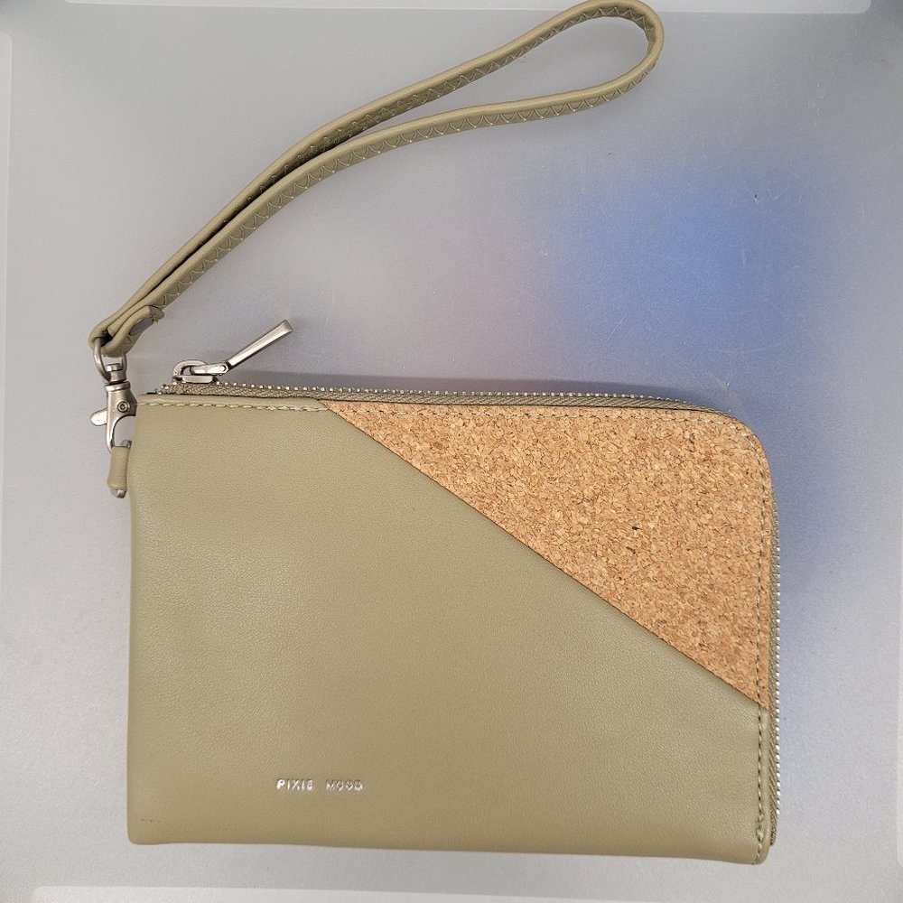 NWT Pixie Mood Stacey wristlet wallet, olive green and cork (RELIST)